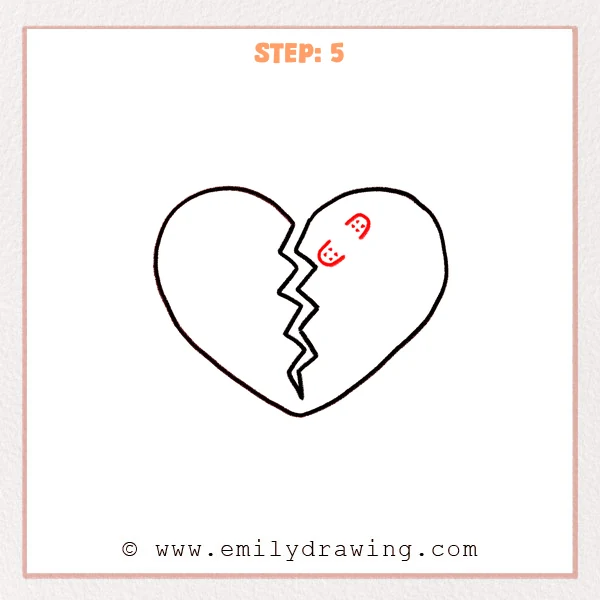 how to draw a broken heart - Step 5